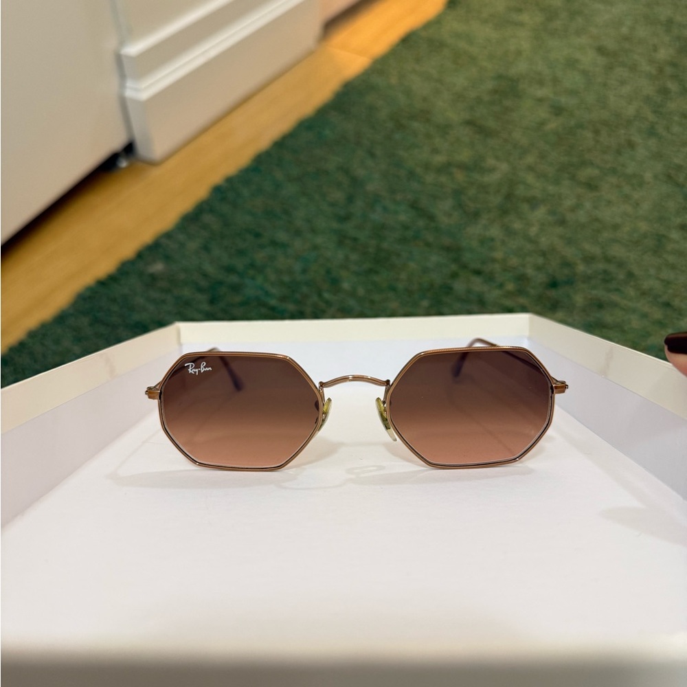 Ray-Ban Sunglasses with Rose Gold Frames and Rose-Colored Lenses